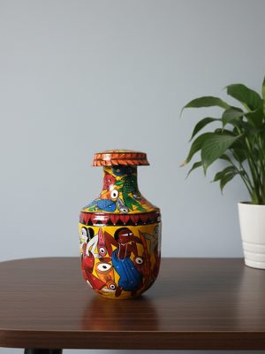 Aluminum Handpainted Flower Vase Pattachitra Bengal
