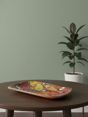 Decor Wooden Tray Bengal Pattachitra Handpainted