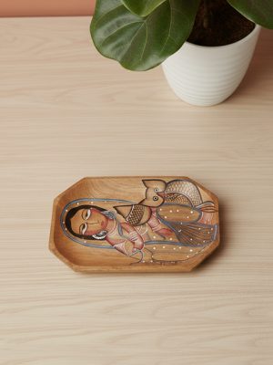 Handpainted Wooden Laxmi Pattachitra Tray Bengal