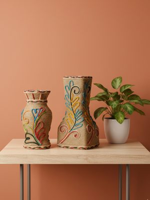 Jute Handmade Flower Vase Handicraft Bengal