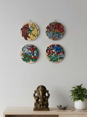 Wooden Handpainted Round Coaster Pattachitra Bengal